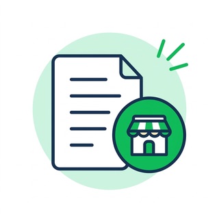 書類とお店のマークのイラスト